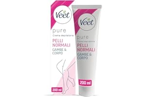 Veet Pure Crema Depilatoria Gambe, Corpo, Ascelle e Zona Bikini per Pelli Normali, Dermatologicamente Testata, 200ml