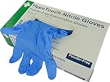 Safety First Aid Group HypaTouch Small Nitrile Gloves - Powder Free & Disposable (Blue - Pack of 100)
