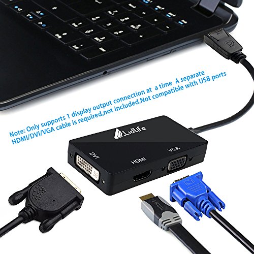 Displayport zu HDMI / DVI / VGA Lidlife M0401 DisplayPort Stecker auf Buchse 3-in-1 Adapter Konverter Kabel - 5