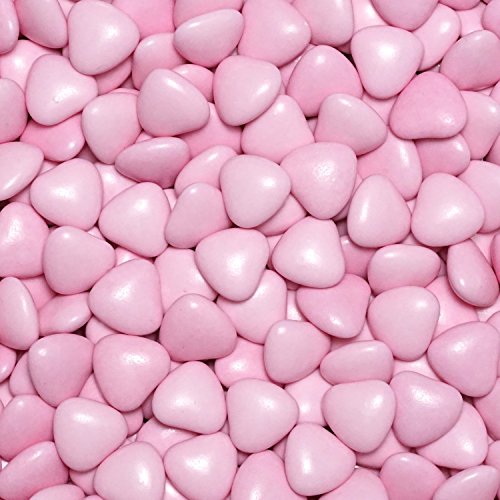 Schokoherzen 500g ca. 277 St. rosa glanz med. EinsSein® Gastgeschenke Hochzeit schokolade schokolinsen dragees dunkle Taufe herz candy bar bonboniere Hochzeitsmandeln Taufmandeln herzdragees - 2