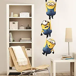 Sticker Studio Minions Wall Stickers for Living Room, Bedroom, Kids Room (Vinyl , Standard, Multicolour), Cartoon