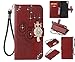 Produktbild Sony Xperia XA1 Ultra PU Leder Hülle, Xperia XA1 Ultra Leather Case, Sony Xperia XA1 Ultra Flip Case Cover, Spiritsun Sleeve Handytasche Schutz Etui Schale Farbe Muster Wallet Design Backcover Bookstyle mit Standfunktion Karteneinschub und Magnetverschluß Pour Karte Slots Hülle Ledertasche Schutzhülle für Sony Xperia XA1 Ultra(6.0 Zoll)-Dunkelrot