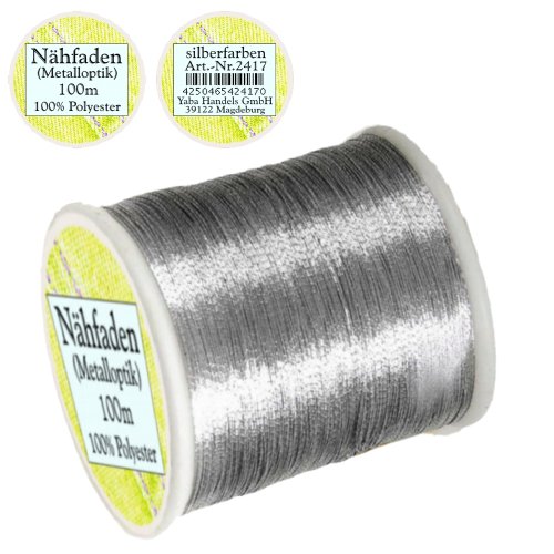 1 Stück Spule a. 100m Nähgarn silberfarben, Nähfaden, Garn Garne, Silber - Nähfaden, 2417