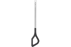 RÖSLE Basic Line Kochlöffel, mit Rundgriff und Aufhängeöse, Edelstahl 18/10, PPA, spülmaschinengeeignet, Silberfarben / Schwarz