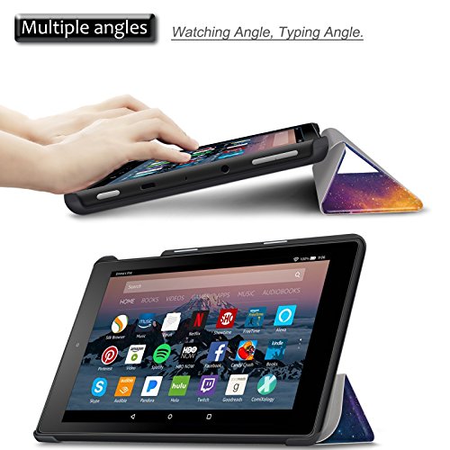 Hülle für Fire HD 8 (7. Generation – 2017) / das neue Fire HD 8 (6. Generation – 2016), Infiland Ultra Smart Slim Lightweight Schutzhülle mit Auto Schlaf / Wach Funktion Cover für Fire HD 8 (8-Zoll-Tablet, 7. Generation – 2017) / Das neue Fire HD 8 Tablet (6. Generation – 2016) (Galaxis) - 4