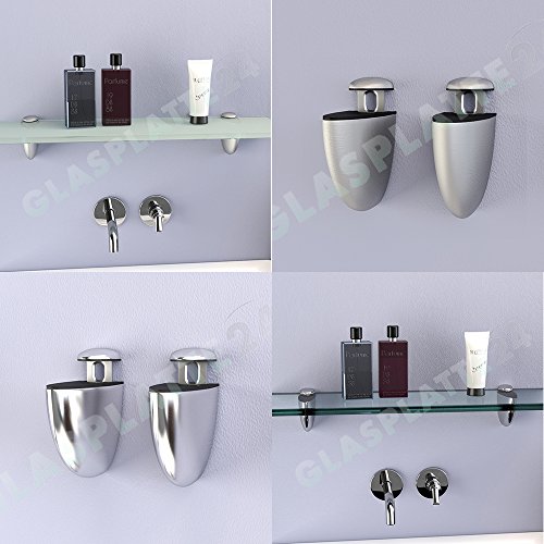 DURAFURN® Glasablage Glasregal Spiegelablage Badablage Wandhalter Wandregal Duschablage in 8mm als Variante satiniertes Glas mit Edelstahlhalter 700 x 200
