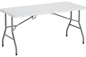 SogesHome Tavolo Pieghevole da Giardino Bianco perfetto come Tavolo da Campeggio, Tavolino Esterni Richiudibile a Valigetta con Maniglia,152 x 71 cm, HP-152CZ-SH-01