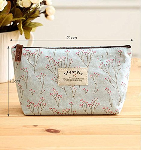 niceEshop(TM) Multifunktional Blume Muster Leinwand Federmäppchen Stiftemappe - 8