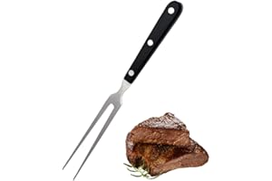 KEQAR 1 Pcs Forchettone Pezzo con Manico in Plastica, Forchettone Barbecue in Acciaio Inox per Griglia, Cucina, Tacchino, Arrosto Nero 27cm