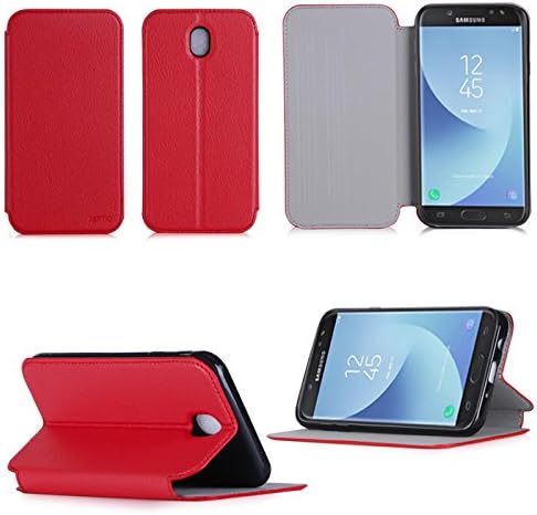 Red Ultra Slim Leather Case for Samsung Galaxy J J7 2017 sm-j730 F Smartphone Protective Flip Case Funda Cover Galaxy 7 2017 Dual Sim 4 G/LTE (PU Leather – Red) – XEPTIO Accessories