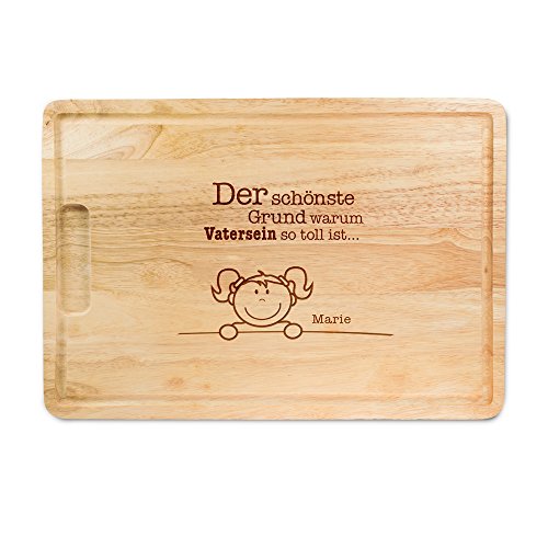 Schneidebrett Groß aus Holz mit Gravur “ Gute Gründe Vater zu sein “ – Personalisiert mit Namen der Kinder – ca. 40,5 x 28,5 x 2 cm - 3