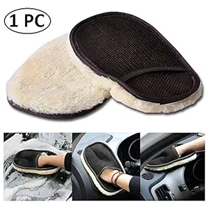mahek accessories Soft Single Sided Wool Car Wash Cleaning Gloves Car Cleaning Brush Motorcycle Washer Auto Car Accessories Cleaner