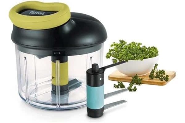 Tefal K1321224 Hachoir Manuel 5 Seconds Engineering, Lame Glace Pilée, Noir, Vert, Transparent