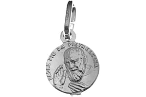 DE BUSSY Medaglia di Padre pio Ciondolo Santo di pietralcina in Argento 925