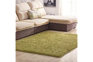Odot Tappeto Shaggy Pelo Lungo Modern Tappeti Salotto, Tappetini Peloso Antiscivolo Tinta Unita Soffice Peluche Interno per Salotto Camera da Letto Lavabili Ornamenti (100 * 160cm,Verde Erba)