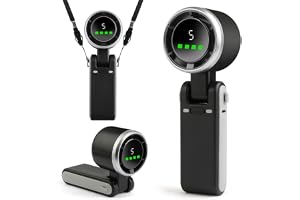 AUAUY Bärbar turbo handfläkt, USB minifläkt, 3-i-1 hand/skrivbord/halsfläkt, 3 600 mAh, 180° vikbar, 5 hastighetsinställninga