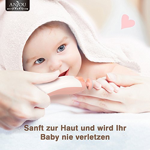 Baby Nagelknipser, Anjou Elektrische Baby Nagelfeile, sechs Feilaufsätze (sicheres Hautschützen, für nächtliche Benutzung) Weiß - 7