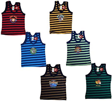 Unisex Baby Infant Kids to Toddler 100% Cotton Casual Hosiery Sando Vests Innerwear Baniyan Undershirt Pack of 6