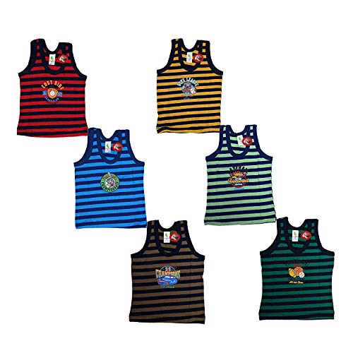 Unisex Baby Infant Kids to Toddler 100% Cotton Casual Hosiery Sando Vests Innerwear Baniyan Undershirt Pack of 6