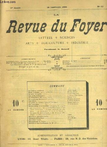 LA REVUE DU FOYER. LETTRES, SCIENCES, ARTS, AGRICULTURE, INDUSTRIE. 2e annee N° 13. LA SCIENCE MODERNE, SOUS LE SUAIRE, DES MICROBES, LA PATTE DE DINDON... gratuit LA REVUE DU FOYER. LETTRES, SCIENCES, ARTS, AGRICULTURE, INDUSTRIE. 2e annee N° 13. LA SCIENCE MODERNE, SOUS LE SUAIRE, DES MICROBES, LA PATTE DE DINDON... gratuit