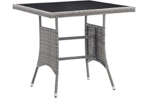 vidaXL Mesa de jardín ratán sintético Gris 80x80x74 cm, Mesa de Exterior, Mesa de Comedor de jardín, Muebles de jardín, Mesa de Patio