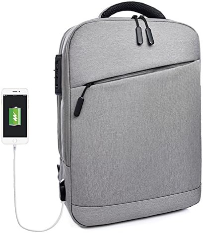 Slim Business Laptop Backpack, Anti Theft Waterproof Travel Backpack with USB Charging Port &amp; Headphone interface for College Student,Fits 13 14 15 15.6 inch Macbook Pro / Notebook (Grey)