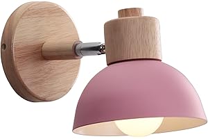 WOTTES Applique Murale Industrielle Vintage Lampe Murale Interieur Sconce Rétro Luminaire Applique Abat-jour E27 Ø15CM pour Salle à Manger Escalier Chambre Cuisine Café(rose)