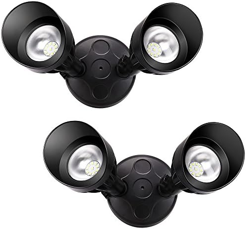 Ustellar 2 Pack 20W LED Twin Floodlight, 2000lm Double Head Flood Light, Outdoor Security Lights, 200W Halogen Bulb Equivalent, IP65 Waterproof Wall Light for House Garage, 5000K Daylight White