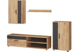 Vicco Parete attrezzata Berno, Quercia dorata/Antracite, Set di 4