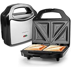 Aigostar Cieplo Steel 30CEX - Grill pour sandwichs de 700 W en acier inoxydable. Qualité et garantie propre. Garanti sans BPA.