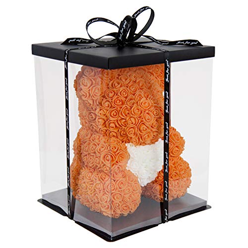 MALOVI Orsetto di Rose 38cm I Realizzato a Mano I Idea Regalo I per San Valentino, Fidanzamento, Anniversari, Laurea, Matrimonio, Battesimo, Natale, Festa della Donna, Compleanno I qualità Premium