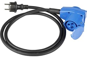 as - Schwabe CEE-Adapterleitung Caravan – 230 V / 16 A CEE-Stecker & Schutzkontaktkupplung – IP44 Kfz-Zubehör – 3-polige 1,5m Leitung Schutzkontakt Stecker – Made in Germany – Schwarz/Blau I 60483