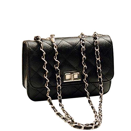 Keral Women's Handbag Small Plaid Chain Messenger Shoulder Bag_Black