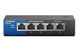 ‎LINKSYS Linksys LGS105-EU 5-Port Unmanaged Gigabit-Netzwerk-Switch – Ethernet-Switch/Hub mit Metallgehäuse, Splitter – Platzierung an der Wand oder auf dem Schreibtisch im Büro oder zu Hause, Plug-and-Play