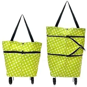 ALOK Polyester Trolley Luggage Bags Traveling Vegetable Grocery Clothing Bag with Light Weight and Medium Size with Wheels for Girls Boys Women Ladies Men(Random Color and Design)