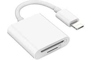 DENLANE SD Card Reader for iPhone iPad, Dual Slot Memory Card Reader Adapter for iPhone Camera Card Viewer with SD & TF card slots for iPhone 14/13/12/11/8/7/6/Plus/Pro/Max/SE Plug and Play