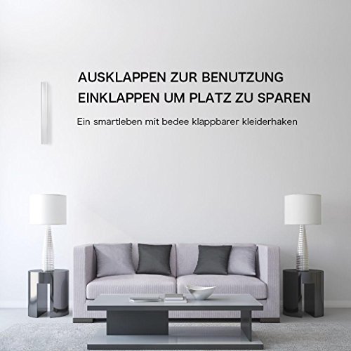 Bedee Klappbar Kleiderhaken Stabil Aluminum Edelstahl Wand-Kleiderständer Anti-rost Garderobenhaken für Wohnzimmer, Bad, Schlafzimmer, Büro, Einfach zu installieren - 3