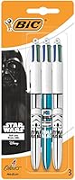 Star Wars BIC 4 Couleurs Shine Stylos-Billes - Corps Métalliques Assortis, Blister de 3