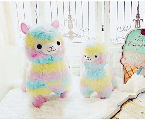 SNNplapla Rainbow Stripe Alpaca Plush Toy Japanese Soft Plush Alpacasso Baby 100% Plush Stuffed Animals Alpaca Gifts