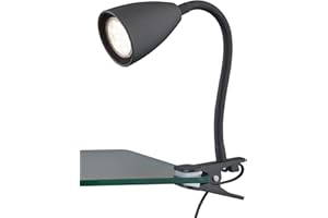 TRIO LEUCHTEN Trio Lampada a morsetto Wanda 202620132, metallo nero opaco, escl. 1x GU10, braccio flessibile