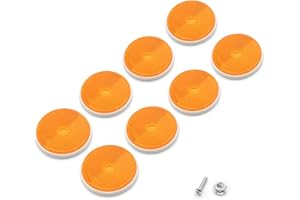 ETUKER Riflettore posteriore da 8 pezzi, catarifrangenti posteriori rotondi catarifrangenti di sicurezza a vite, catarifrangenti, catarifrangenti per pali per cancelli (giallo)