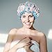 Mudder Waterproof Women Shower Cap Double Layer Bath Cap Elastic Band Spa Shower Hat, 2 Pack, Gray and Beige