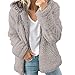 Produktbild Helligen Frauen Herbst Langarm Dick Mit Kapuze Öffnen Stich Mantel Jacke Strickjacke Plüschjacke Damen Winter Jacke Mantel Steppjacke Outwear Reißverschluss Lange Ärmel Mode Parka