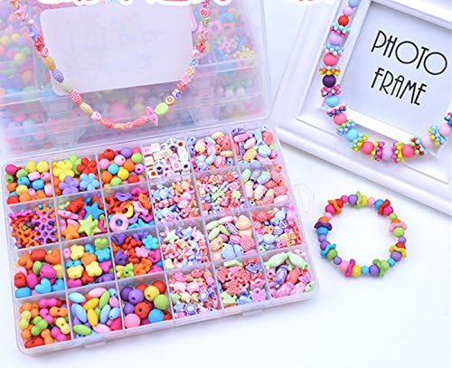 Kids' Mixed Difform Bead Set Toy Acrylic Colorful DIY Bead Art Kit Jewellery Making Kit form ,DIY Bracelets Necklaces Key Chains (720 beads)