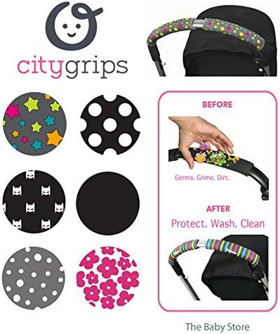 Choopie Citygrips Single Handle Bar Covers Large (Polka Dot Black &amp; White), Buggy Bar Covers, grips