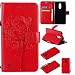 Produktbild Leder Hülle für Redmi Note 4X / Redmi Note 4,Brieftasche Hülle für Xiaomi Redmi Note 4X,Xiaomi Redmi Note 4 Hülle Flip Case Wallet,Fanryn Retro Elegant Butterfly Schmetterling Baum Katze Muster Prägung PU Leder Ledercase Schutzhülle Handy Lanyard Strap Flip Tasche Wallet Case Cover Schutzhülle Etui Tasche Handytasche Hülle Standfunktion mit Kartenfächer Silikon Rückseite Cover für Xiaomi Redmi Note 4X / Redmi Note 4 - Groß Rot