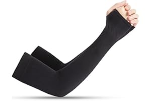 MUNSKT Compression Sleeve Arm Sun Protection,Compression Sleeves to Cover Arms,Arm SleevesUV Protection, Black Sleeves,Womens Mens Youth for Covering Tattoo Basketball Running Cycling Outdoor