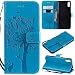Produktbild HopMore Compatible with iPhone XR Leder Hülle Kreativ Muster Lederhülle Schutzhülle mit Kartenfach Klappbar Silikon Ledertasche Handyhülle Stoßfest Cover Case - Blau