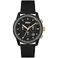 Hugo Boss Trace Leather Analog Men's Watch-1514003 (Black Dial Black Colored Strap)