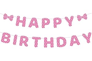 SAVITA Festone di Happy Birthday con Topolino Rosa, Striscione di Compleanno Rosa Tema Cartone Animato Decorazione per Feste per Baby Shower Addio Nubilato